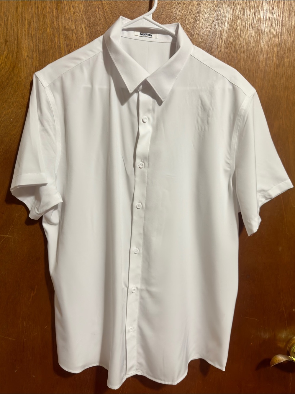 Men’s Coofandy White Short-Sleeve Button-Up Shirt